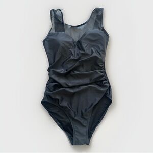 SummerMae Black One Piece Swimsuit Mesh Cutout Size M NWT
